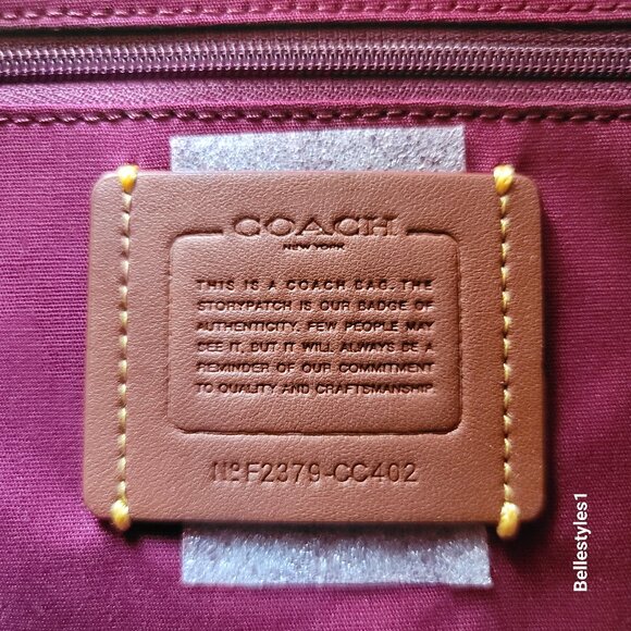 COACH Taylor Signature Logo Canvas Tote with C Dangle Charm-Tan Rust color ⭐ - Picture 15 of 16